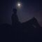 Ruta a caballo con luna llena